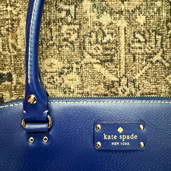Kate Spade Leather Shoulder Bag Blue Exterior Gold PokaDot...